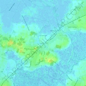Les Minées topographic map, elevation, terrain