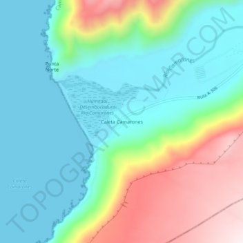 Caleta Camarones topographic map, elevation, terrain