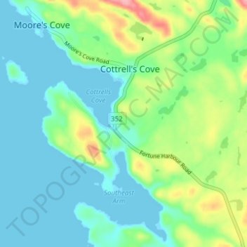 Cottrells Cove topographic map, elevation, terrain