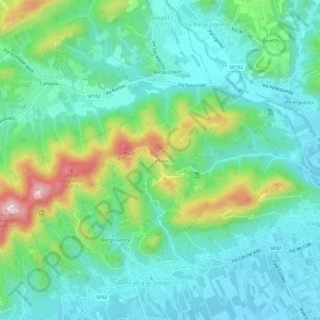 Collagú topographic map, elevation, terrain