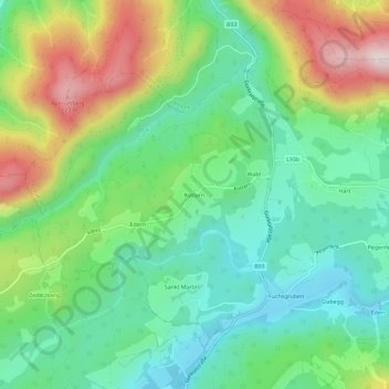 Köttern topographic map, elevation, terrain