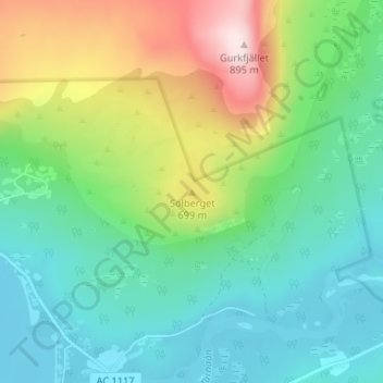 Solberget topographic map, elevation, terrain