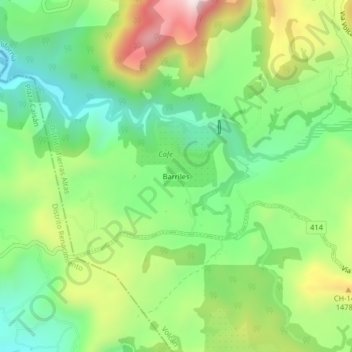 Barriles topographic map, elevation, terrain