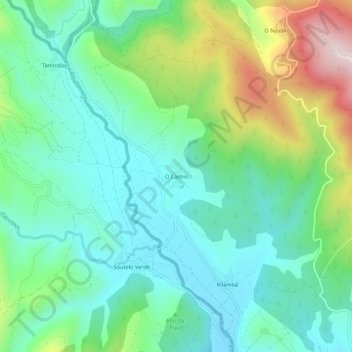 O Castro topographic map, elevation, terrain