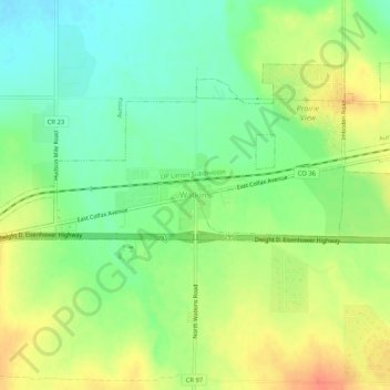 Watkins topographic map, elevation, terrain