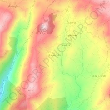 Lavandeira topographic map, elevation, terrain