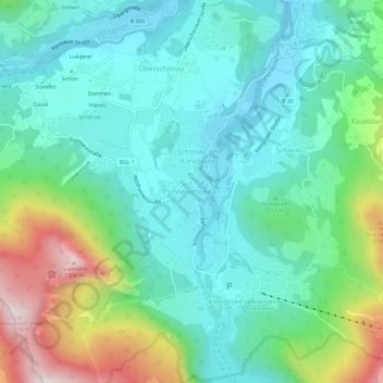 Unterschönau topographic map, elevation, terrain