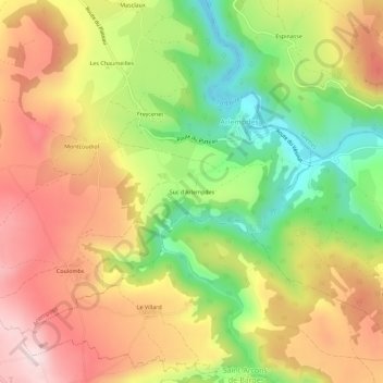 Suc d'Arlempdes topographic map, elevation, terrain