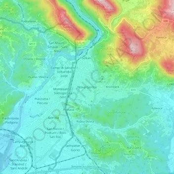Nova Gorica topographic map, elevation, terrain