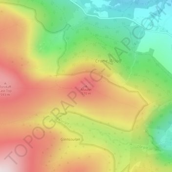 Maulin topographic map, elevation, terrain