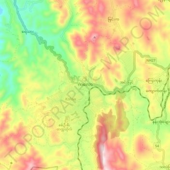 Kalaw topographic map, elevation, terrain