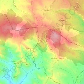Entraygues topographic map, elevation, terrain
