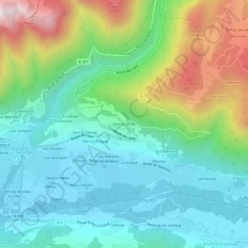 Vers le Mont topographic map, elevation, terrain