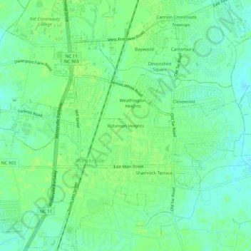 Robinson Heights topographic map, elevation, terrain