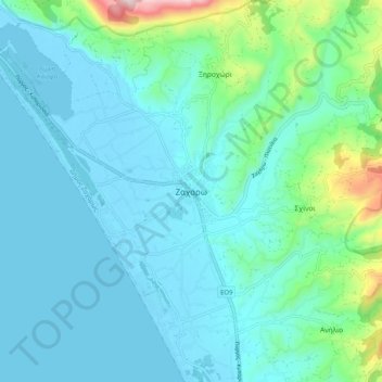 Zacharo topographic map, elevation, terrain