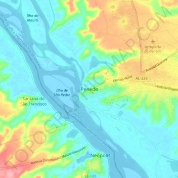 Penedo topographic map, elevation, terrain