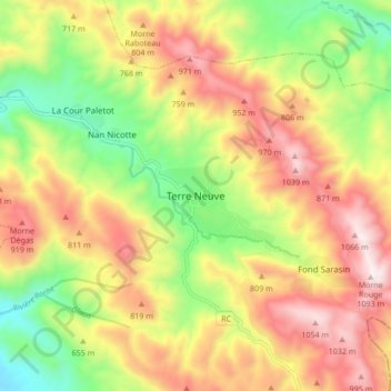 Terre Neuve topographic map, elevation, terrain