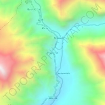 Huarina topographic map, elevation, terrain