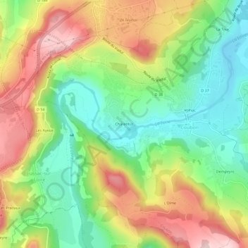 Charentus topographic map, elevation, terrain