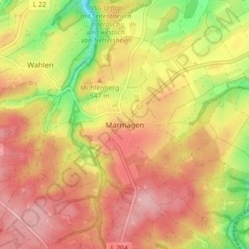 Marmagen topographic map, elevation, terrain