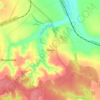Yakhny topographic map, elevation, terrain