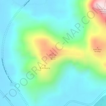 Bukit Ulu Labok topographic map, elevation, terrain