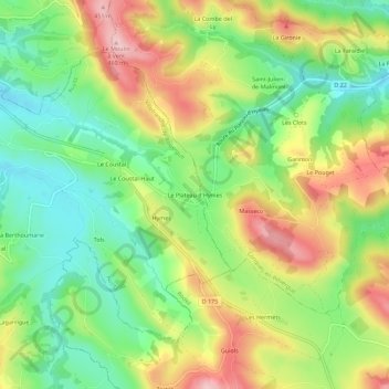 Le Plateau d'Hymes topographic map, elevation, terrain