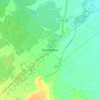 Khomiakivka topographic map, elevation, terrain