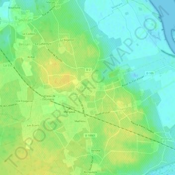 Margaux topographic map, elevation, terrain