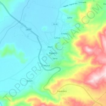 Bigadiç topographic map, elevation, terrain