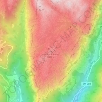 Pedra Rajada topographic map, elevation, terrain