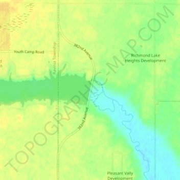 Richmond Dam topographic map, elevation, terrain