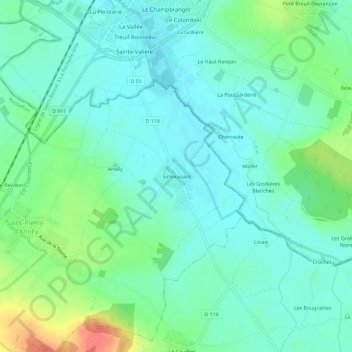 Simoussais topographic map, elevation, terrain