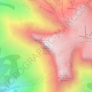 Tête de la Cluse topographic map, elevation, terrain