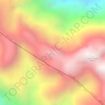 Cordillera Occidental topographic map, elevation, terrain