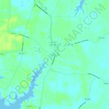 Mathews topographic map, elevation, terrain