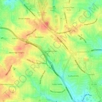 Garden Homes topographic map, elevation, terrain