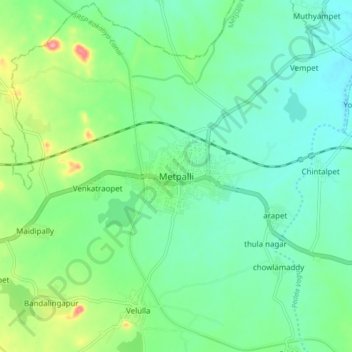 Metpalli topographic map, elevation, terrain