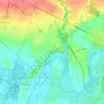 La Tiffardière topographic map, elevation, terrain