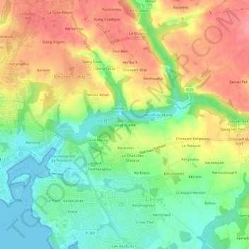 Stang Noblet topographic map, elevation, terrain