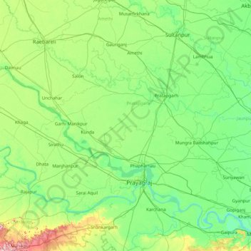 Pratāpgarh topographic map, elevation, terrain