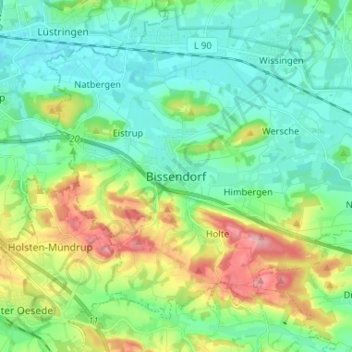 Bissendorf topographic map, elevation, terrain