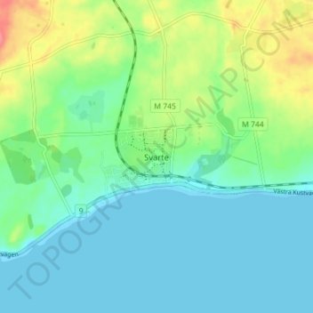 Svarte topographic map, elevation, terrain