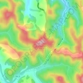 Mount Messenger topographic map, elevation, terrain