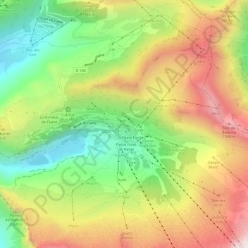 Flaine Forêt topographic map, elevation, terrain