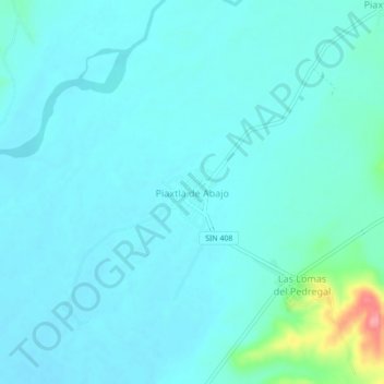 Piaxtla de Abajo topographic map, elevation, terrain