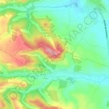 Mont Carrière topographic map, elevation, terrain