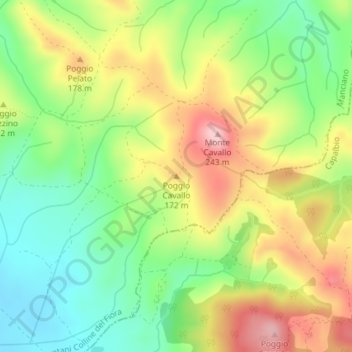Poggio Cavallo topographic map, elevation, terrain