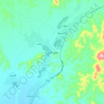 Samad ash Shan topographic map, elevation, terrain