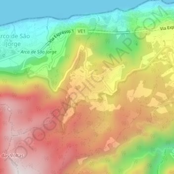 Ribeira Funda topographic map, elevation, terrain